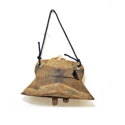 Dzwonek pasterski drewniany Vintage na sznurze 13x24cm